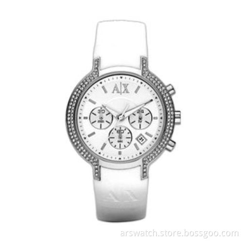 Rose Gold Metal Watch in White Ceramic Similar Case and Silicone Band Quartz Movement